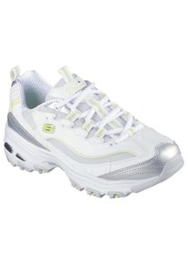 Sneaker Skechers "D'LITES-CHROMATIC", Damen, Gr. 37, silber (wei&szlig;, silberfarben), Lederimitat, Textil, metallic, Schuhe Sneaker, Plateausneaker, Schn&uuml;rschuh mit Metallic Eins&auml;tzen