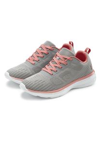 Sneaker Lascana "Freizeitschuh, Halbschuh, Turnschuhe", Damen, Gr. 42, grau, orange, Obermaterial: 90% Textilmaterial, 10% Synthetik. Decksohle: 100% Textilmaterial. Futter: 100% Textilmaterial. Laufsohle: 100% Synthetik, unifarben mit Farbeins&auml;tzen, Basic, Schuhe Sneaker, mit farbigen Details im sportiven Look VEGAN, Topseller