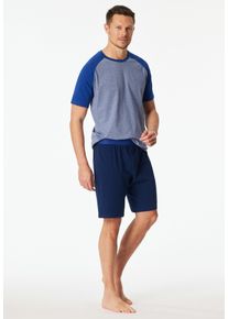 Shorty Schiesser "95/5 Nightwear", Herren, Gr. 56, 819, blau, Single Jersey, Obermaterial: 95% Baumwolle, 5% Elasthan, bequem kurz, Rundhals, Homewear-Sets Shorty, mit Rundhalsausschnitt, Kurzarm, in Single-Jersey Qualit&auml;t