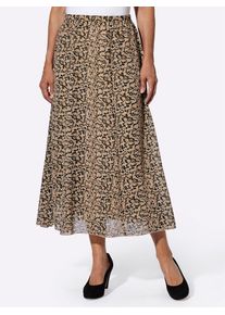 Schlupfrock Classic Basics, Damen, Gr. 28, beige (beige, schwarz, bedruckt), 100% Polyester, bedruckt, gemustert, mehrfarbig, lang, R&ouml;cke Schlupfrock