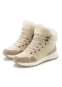 Winterstiefelette Lascana "High Top Sneaker, Schn&uuml;rschuh, Boots, Stiefelette", Damen, Gr. 40, beige, Obermaterial: 100% Lederimitat. Decksohle: 100% Textilmaterial. Futter: 100% Textilmaterial. Laufsohle: 100% Synthetik, unifarben, Schuhe Winterstiefelette, aus wasserabweisendem Material mit Warmfutter VEGAN
