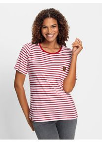 T-Shirt Casual Looks "Shirt", Damen, Gr. 54, wei&szlig; (rot, wei&szlig;, gestreift), 50% Baumwolle, 50% Modal, gemustert, mehrfarbig, Rundhals, Shirts T-Shirt