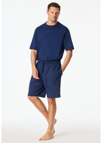 Pyjamashorts Schiesser "Mix + Relax", Herren, Gr. 52, N-Gr, 815, blau, Web, Obermaterial: 54% Baumwolle, 45% Viskose, 1% Elasthan, kniefrei, Hosen Pyjamashorts, mit Gummizug, Cotton-Mix, mit seitlichen Eingrifftaschen