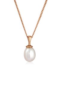 Silberkette Elli "Halskette Panzerkette Anh&auml;nger S&uuml;sswasserperle 925 Silber" Gr. 45, rosa (rosegold), Halsketten, Damen, 45, Silber 925 (Sterlingsilber), Silberkette