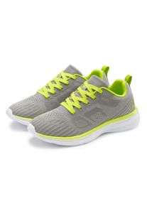 Sneaker Lascana "Freizeitschuh, Halbschuh, Turnschuhe", Damen, Gr. 44, grau, lime, Obermaterial: 90% Textilmaterial, 10% Synthetik. Decksohle: 100% Textilmaterial. Futter: 100% Textilmaterial. Laufsohle: 100% Synthetik, unifarben mit Farbeins&auml;tzen, Basic, Schuhe Sneaker, mit farbigen Details im sportiven Look VEGAN, Topseller