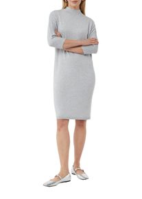 Strickkleid comma, Damen, Gr. 42, N-Gr, grau, Strick, Obermaterial: 80% Viskose, 20% Polyamid, unifarben, regular fit knielang, gerader Abschluss, Kleider Strickkleid, mit &uuml;berschnittenen Schultern