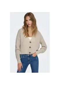 Strickjacke Only "ONLCAROL NICE L/S CARDIGAN KNT NOOS", Damen, Gr. M, grau (pumice stone), Strick, Obermaterial: 100% Polyacryl, unifarben, regular fit h&uuml;ftlang, V-Ausschnitt, Rippb&uuml;ndchen, Strickjacken Strickjacke, Kunstfaser, regular fit