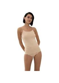 Tr&auml;gertop Mey "SERIE EMOTION", Damen, Gr. 38, beige (cream tan), Feinripp, Obermaterial: 50% Viskose, 46% Polyamid, 4% Elasthan, k&ouml;rpernah h&uuml;ftbedeckend, tiefer Rundhals, Tops Tr&auml;gertop, ohne auftragende Seitenn&auml;hte, Feinripp, tiefer Rundhalsausschnitt