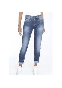 Relax-fit-Jeans Gang "94AMELIE", Damen, Gr. 30, N-Gr, blau (denim rock authentic (mid blau)), Denim/Jeans, Obermaterial: 65% Baumwolle, 22% Polyester, 11% Viskose, 2% Elasthan, leichte Abriebeffekte, unifarben, relaxed fit lang, Jeans, perfekter Sitz durch Elasthan-Anteil