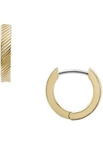 Paar Creolen Fossil "Schmuck Geschenk Edelstahl Ohrringe Harlow Linear Texture", gelb (gelbgoldfarben, edelstahlfarben), Ohrringe, Damen, 13,3mm, Edelstahl