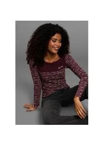 Langarmshirt Kangaroos, Damen, Gr. 48/50, rot (bordeaux), Rippware, Obermaterial: 100% Baumwolle, sehr figurbetont h&uuml;ftbedeckend, Rundhals, Shirts Langarmshirt, Langarm, sehr figurbetont, aus Baumwolle