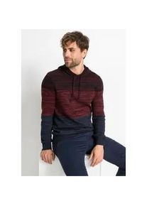 Kapuzenpullover bonprix, Herren, Gr. 64 (3XL), rot (rot, blau meliert), Feinstrick, Obermaterial: 50% Baumwolle, 50% Polyacryl, colorblocking, meliert, regular fit h&uuml;ftlang, Rundhals, Strickb&uuml;ndchen, Pullover Kapuzenpullover, aus Baumwolle und Polyacryl, mit Kapuze, Regular Fit, mehrfarbig