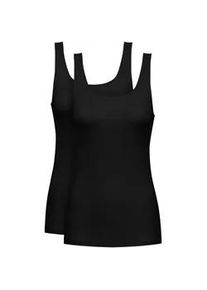 Tanktop Mey "Pure Sense", Damen, Gr. L (XL), schwarz, Feinripp, Obermaterial: 50% Viskose, 46% Polyamid, 4% Elasthan, unifarben, figurbetont h&uuml;ftbedeckend, tiefer Rundhals, Tops Tanktop, ohne auftragende Seitenn&auml;hte, schmale Passform