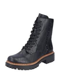 Schn&uuml;rstiefelette Rieker, Damen, Gr. 38, schwarz, Lederimitat, unifarben, Schuhe Schn&uuml;rstiefelette, Schn&uuml;rboots, Blockabsatz, Innenrei&szlig;verschluss und Nietenverzierung, Topseller