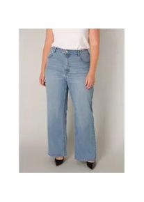 Weite Jeans Base Level Curvy, Damen, Gr. 48, L&auml;nge 32, blau (light blau), Denim/Jeans, Obermaterial: 98% Baumwolle, 2% Elasthan, unifarben, bequem lang, Jeans, in gro&szlig;en Gr&ouml;&szlig;en