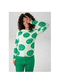 Strickpullover Aniston CASUAL, Damen, Gr. 38, gr&uuml;n (hellgr&uuml;n, smaragdgr&uuml;n), Strick, Obermaterial: 50% Viskose, 30% Polyester, 20% Nylon, gemustert, figurbetont h&uuml;ftlang, Rundhals, Strickb&uuml;ndchen, Pullover Strickpullover, mit eingestrickten Smileys