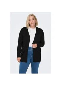Strickjacke Only CARMAKOMA "CARESLY L/S OPEN CARDIGAN NOOS KNT", Damen, Gr. S, schwarz, Strick, Obermaterial: 50% Viskose, 27% Nylon, 23% Polyester, unifarben, regular fit h&uuml;ftbedeckend, V-Ausschnitt, Rippstrickb&uuml;ndchen, Strickjacken Strickjacke