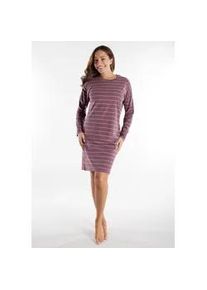 Nachthemd Tom Tailor "Sitia", Damen, Gr. 44 (XXL), N-Gr, lila (lila, mittel, streifen), Obermaterial: 95% Baumwolle, 5% Elasthan, bequem knielang, Rundhals, gerader Abschluss, Kleider Nachthemd, knielang, Langarm, Rundhalsausschnitt, gestreift, Baumwollmix
