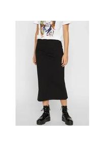 Midirock Pieces "PCKYLIE MW MIDI SKIRT NOOS", Damen, Gr. S (36), schwarz, Obermaterial: 65% Polyester, 30% Viskose, 5% Elasthan, wadenlang, R&ouml;cke, gerippte Jersey-Ware