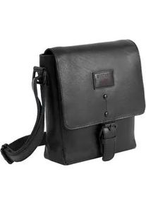 Schultertasche Mustang "Natal", Damen, Gr. B/H/T: 17cm x 21cm x 6cm, schwarz, Leder, Taschen Schultertasche, Men Um&auml;ngetasche, Businesstasche mit Logo-Aufn&auml;her und Nieten