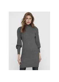 Strickkleid Only "ONLKATIA L/S DRESS KNT NOOS", Damen, Gr. S, N-Gr, grau (dunkelgrau melange), Strick, Obermaterial: 50% Viskose, 27% Nylon, 23% Polyester, meliert, regular fit ca. Mitte Oberschenkel, hoch geschlossener Ausschnitt, Puff&auml;rmel Rippb&uuml;ndchen, Kleider Strickkleid, Viskosemischung