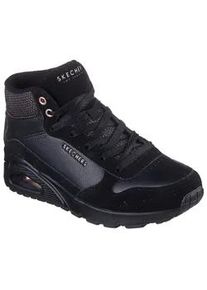 Keilsneaker Skechers "UNO-STACRE SHINE", Damen, Gr. 38, schwarz, Lederimitat, Textil, Veloursleder, Schuhe, High Top Sneaker, Schn&uuml;rboots mit Luftkammern Sohle