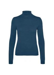 V&eacute;ro Moda Rollkragenpullover VERO MODA "VMHAPPINESS LS ROLLNK PULLOVE GA BOO REP", Damen, Gr. M, schwarz denim, Feinstrick, Obermaterial: 50% Viskose, 28% Polyester, 22% Nylon, unifarben, slim fit taillenbedeckt, hoch geschlossener Ausschnitt, Rippstrickb&uuml;ndchen, Pullover Rollkragenpullover