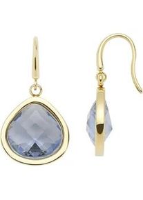 Paar Ohrhaken Leonardo "Ohrh&auml;nger Juvinga", gold (gelbgoldfarben, blau, blau), Ohrringe, Damen, 15mm, Edelstahl, mit Glasstein