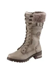 Winterstiefel Mustang SHOES "Haukea", Damen, Gr. 38, Normalschaft, beige, Lederimitat, Textil, used, Schuhe Winterstiefel, Snowboots, Winterstiefel mit TEX-Membrane