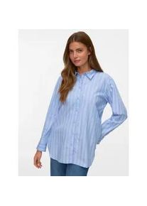 V&eacute;ro Moda Hemdbluse VERO MODA "VMELINA LS SHIRT WVN NOOS", Damen, Gr. S, hydrangea stripes:ella snow wei&szlig;, schwarz, Web, Obermaterial: 100% Baumwolle, gestreift, bequem Po-bedeckend, 2-Knopf-Manschette mit Schlitz, Blusen Hemdbluse, Baumwolle