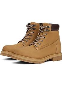 Schn&uuml;rboots Tommy Hilfiger "FLEX TH OUTDOOR W NBK BOOT", Herren, Gr. 41, camelfarben, Leder, Schuhe Schn&uuml;rboots, Blockabsatz, Outdoorschuh mit &Ouml;sen, im Bersteigerlook