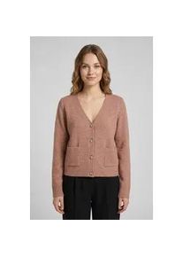 Strickjacke Only "ONLRENE LIFE LS CARDIGAN CC KNT", Damen, Gr. XS, mocha mousse detail:melange, sliver button, Strick, Obermaterial: 65% Polyester, 13% Nylon, 13% Polyacryl, 6% Wolle, 3% Elasthan, meliert, regular fit normal, V-Ausschnitt, Strickjacken Strickjacke