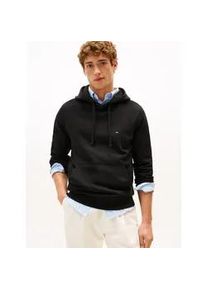 Hoodie Tommy Hilfiger "ESSENTIAL TERRY", Herren, Gr. S, schwarz, Sweatware, Obermaterial: 100% Baumwolle, regular fit, Sweatshirts Hoodie, mit Tunnelzug und Flag-Stickerei