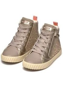 Sneaker Geox "J MIRROLESS GIRL", Damen, Gr. 25, gold (beige, rosegoldfarben), Synthetik, Textil, metallic, Schuhe Sneaker, Schn&uuml;rboots mit Warmfutter, Gr&ouml;&szlig;enschablone zum Download