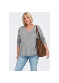 V-Ausschnitt-Pullover Only CARMAKOMA "CARMARGARETA LS PULLOVER KNT NOOS", Damen, Gr. L, ultimate grau detail:melange, Strick, Obermaterial: 50% Viskose, 27% Nylon, 23% Polyester, meliert, normal normal, V-Ausschnitt, Rippstrickb&uuml;ndchen, Pullover, Viskosemischung, regular fit