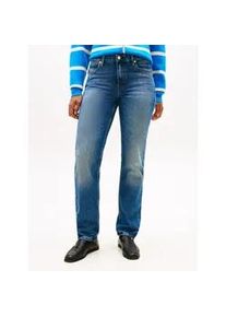 Straight-Jeans Tommy Hilfiger "DNM CLASSIC STRAIGHT RW", Damen, Gr. 33, L&auml;nge 32, glow, Denim/Jeans, Obermaterial: 100% Baumwolle, Abriebeffekte, straight fit kn&ouml;chellang, Jeans Straight-Jeans