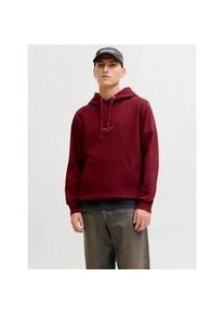 Jack & Jones Kapuzensweatshirt JACK & JONES "JORNORREBRO EMB SWEAT HOOD NOOS", Herren, Gr. M, cabernet, angeraute Sweatware, Obermaterial: 89% Baumwolle, 11% Polyester, unifarben, relaxed fit normal, Rundhals, Rippb&uuml;ndchen, Sweatshirts, mit Logo Print