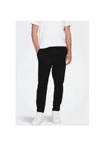 Only & Sons Stoffhose ONLY & SONS "ONSLINUS CROP 0007 COT LIN PNT NOOS", Herren, Gr. M, N-Gr, schwarz, Web, Obermaterial: 75% Baumwolle, 25% Leinen, unifarben, slim fit kn&ouml;chellang, Hosen Stoffhose, mit Leinen