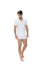 Unterziehshirt Mey "Dry Cotton", Herren, Gr. 4 (S), N-Gr, wei&szlig;, Single Jersey, Obermaterial: 57% Baumwolle, 38% Polyester, 5% Elasthan, unifarben, k&ouml;rpernah, V-Ausschnitt, Unterhemden, mit V-Ausshnitt und Halbarm, Topseller
