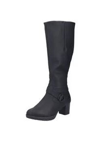 Stiefel Rieker, Damen, Gr. 40, Varioschaft, schwarz, Lederimitat, unifarben, Schuhe Stiefel, Langschaftstiefel, Blockabsatz,mit Rei&szlig;verschluss hinten-schmale Form