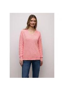 V-Ausschnitt-Pullover Street One, Damen, Gr. 44, striking coral, Web, 100% Baumwolle, unifarben, normal normal, V-Ausschnitt, Rippb&uuml;ndchen, Pullover, mit V-Ausschnitt