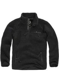 Kapuzenpullover BRANDIT "Brandit Herren Teddyfleece Troyer", Damen, Gr. 3XL, schwarz, 100% Polyester, unifarben, normal, amerikanischer Ausschnitt, Pullover Kapuzenpullover