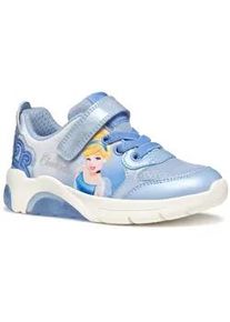 Sneaker Geox "J FADINLIGHT GIRL Blinkschuh", Damen, Gr. 34, blau, Synthetik, Textil, Schuhe Sneaker, Disney Sneaker, Klettschuh mit Glitzer und Cinderella Motiv, Blinki