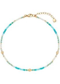 Fu&szlig;kette CIAO BY Leonardo "Happy CIAO", blau (gelbgoldfarben, wei&szlig;, t&uuml;rkis, blau), Fu&szlig;ketten, Damen, Edelstahl Perlen, Edelstahl, Perlen