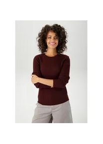 Strickpullover Aniston CASUAL, Damen, Gr. 36, rot (bordeaux), Feinstrick, Obermaterial: 100% Polyacryl, Strukturmuster, unifarben, figurbetont h&uuml;ftlang, Rundhals, Strickkante, Pullover Strickpullover, im Ripp-Muster-Mix