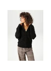 Strickjacke Aniston CASUAL, Damen, Gr. 38, schwarz, Strick, Obermaterial: 67% Polyacryl, 30% Polyamid, 3% Elasthan, Rautenmuster, unifarben, l&auml;ssig geschnitten h&uuml;ftlang, Rundhals, Rippstrickb&uuml;ndchen, Strickjacken Strickjacke, mit dezentem Rauten-Muster im 3D-Effekt