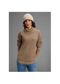 Rollkragenpullover Laura Scott, Damen, Gr. 36/38, braun melange, Strick, Obermaterial: 60% Polyacryl, 40% Baumwolle, Waffelmuster, figurumspielend h&uuml;ftbedeckend, Pullover Rollkragenpullover, Winterpullover im l&auml;ssigen Fit mit Waffelstruktur - NEUE KOLLEKTION