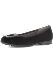 Ballerina Gabor "FLORENZ", Damen, Gr. 38,5, schwarz, Ziegenveloursleder, unifarben, Schuhe Ballerina, Businessschuh, Halbschuh, Schlupfschuh in Bequemweite G (= weit)