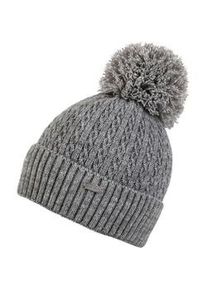 Bommelm&uuml;tze Chillouts "Estephania Hat", Damen, grau, Feinstrick, Kunstfaser, Zopfmuster, meliert, M&uuml;tzen, mit weichem Fleecefutter