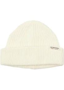 Jack & Jones Beanie JACK & JONES "JACPREM WOOL BEANIE NOOS", Herren, wei&szlig; (antique wei&szlig;), Strick, Wolle, unifarben, M&uuml;tzen Beanie